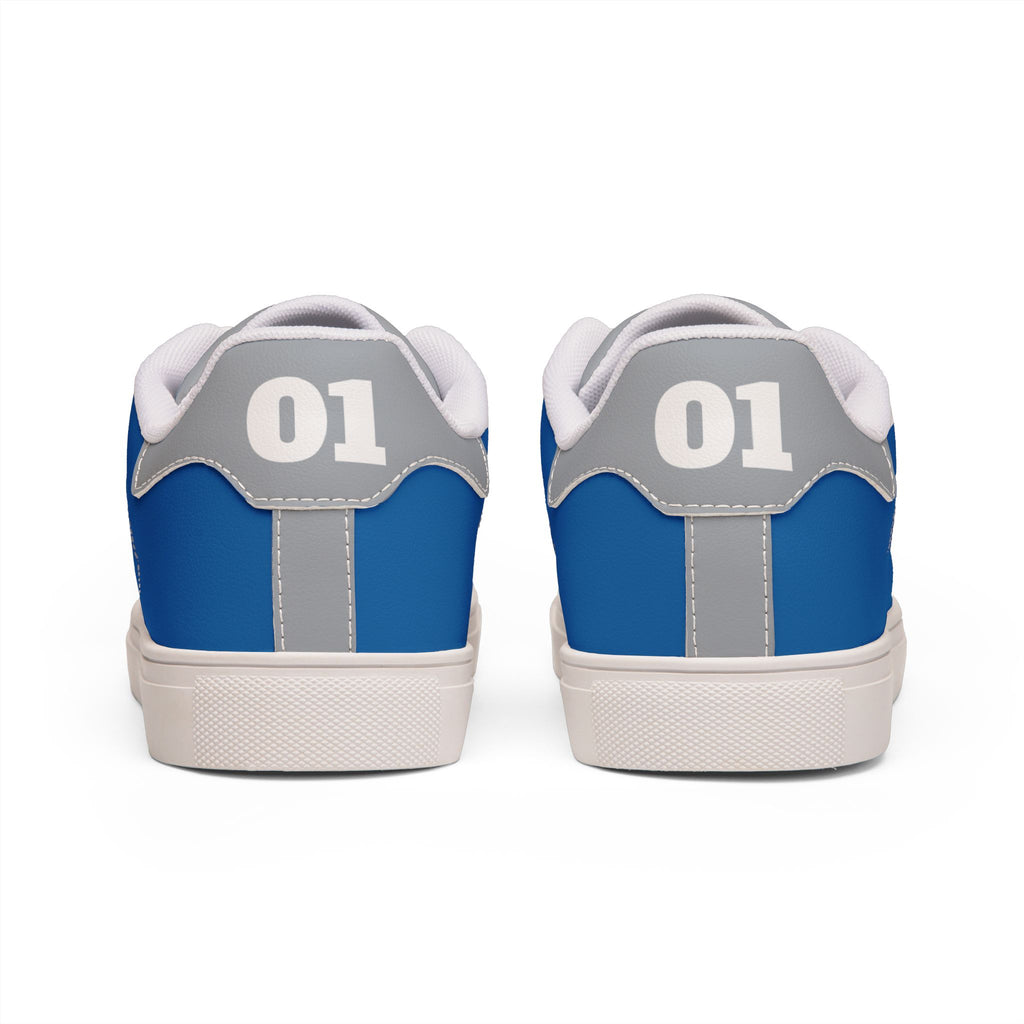 Detroit Football Themed Sneakers, Low-Top Leather Sneakers, Blue and Grey shoes, Football fan shoes, Men's Shoes, tennis shoes, gift