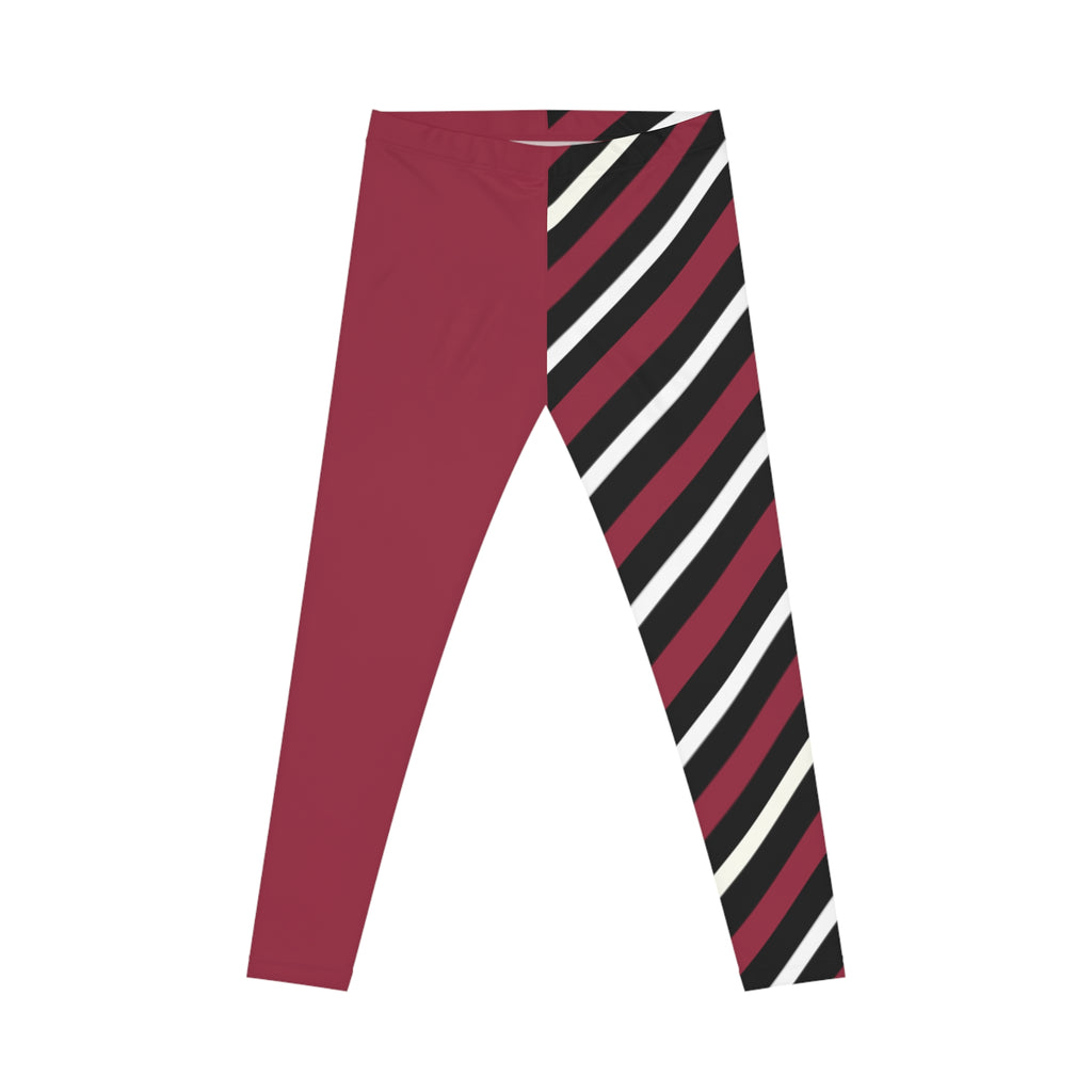 Red, Black and White Striped Women's Casual Leggings, Arizona Football Themed Leggings, Sportswear, Women's Leggings, Yoga Pants, Gift