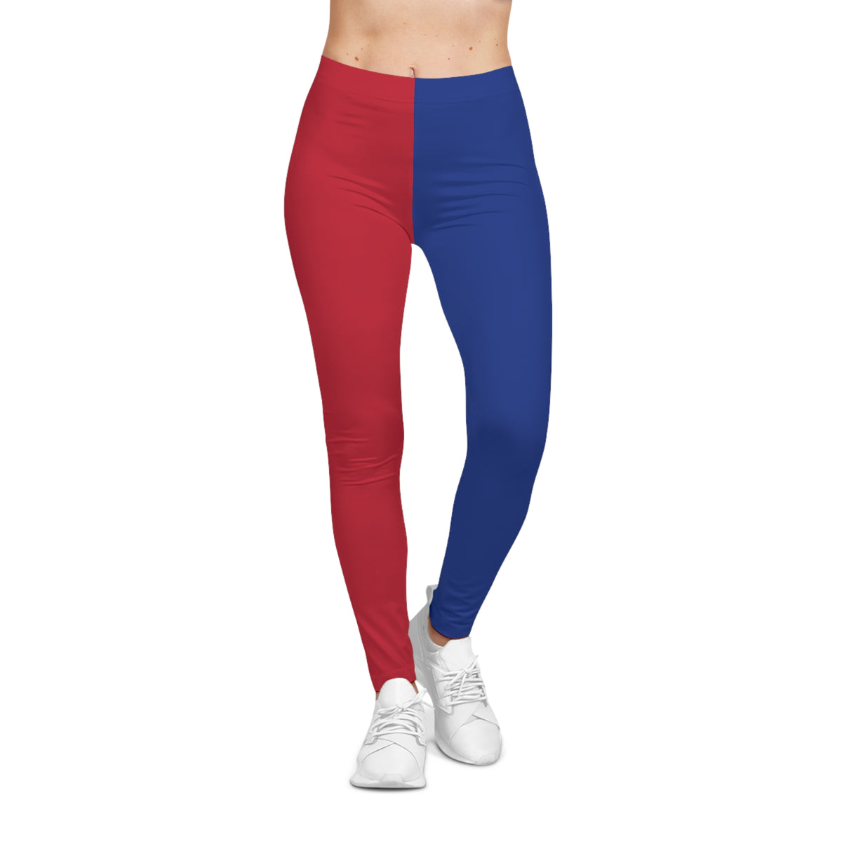 Red and blue Color Block Leggings, buffalo football themed leggings, Casual Yoga Pants, 4th of july leggings, patriotic, women's leggings