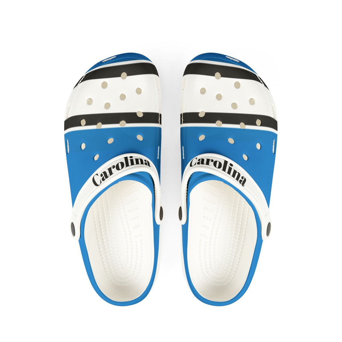 Carolina Football Themed EVA Foam Rubber Shoes, Unisex Shoes, Panthers Football Sandals, Men's shoes, Women's shoes, Carolina Panthers Shoes