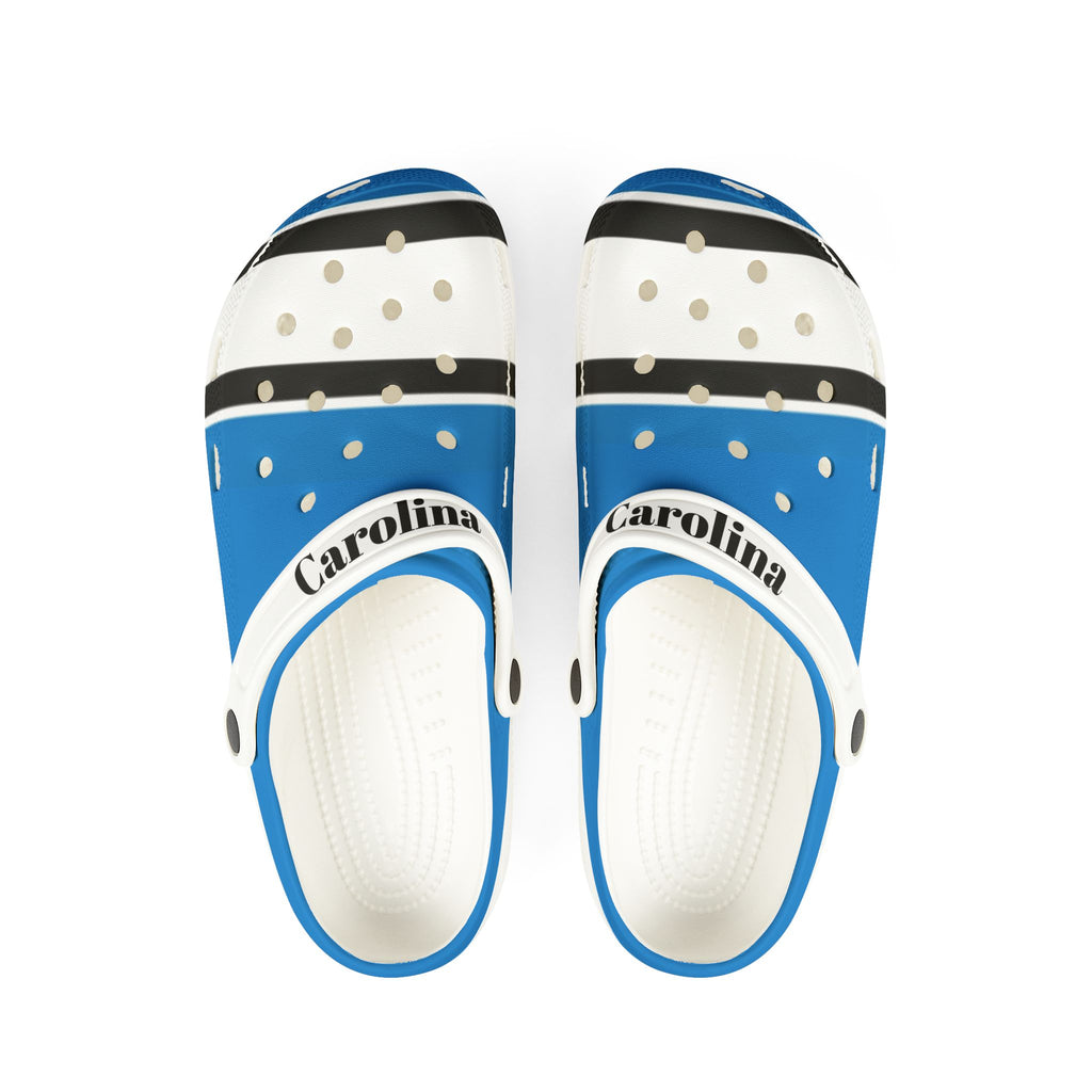 Carolina Football Themed EVA Foam Rubber Shoes, Unisex Shoes, Panthers Football Sandals, Men's shoes, Women's shoes, Carolina Panthers Shoes