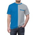 Detroit split color tee, Detroit football themed tee, Unisex shirt, football fan gear, matching outfit, Honolulu Blue, Detroit football