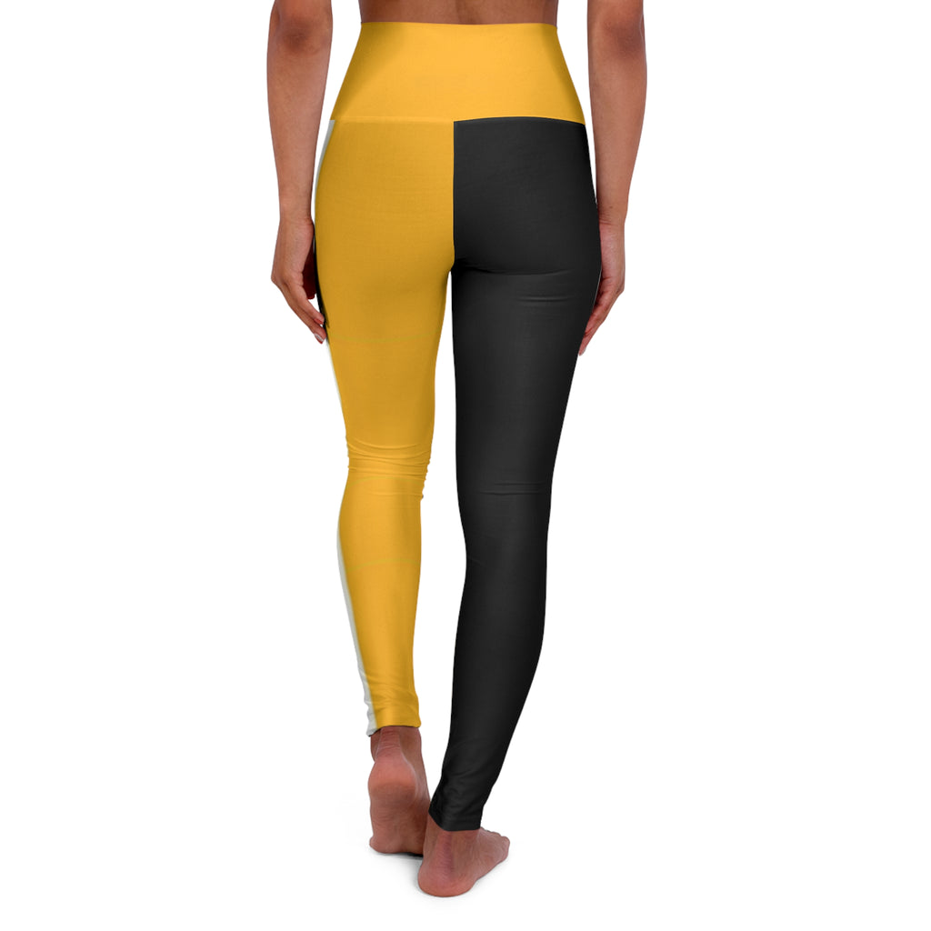 Boston Hockey Themed High Waisted Yoga Leggings, Women's Leggings, Cute Yoga Pants, Bruins Hockey Themed Leggings, Gift