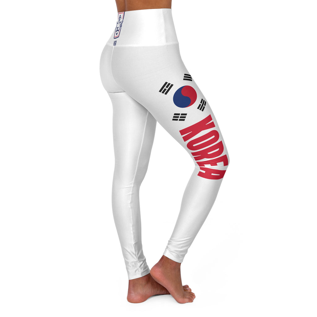 Korean Flag Leggings, White High Waisted Yoga Leggings, Korean Soccer, South Korea football leggings, Korean National Team, Korean Tiger